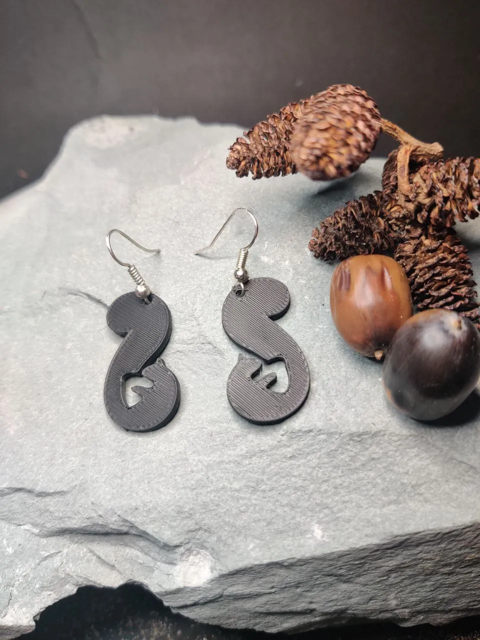 Squirrel & Acorn Silhouette Earring view 3