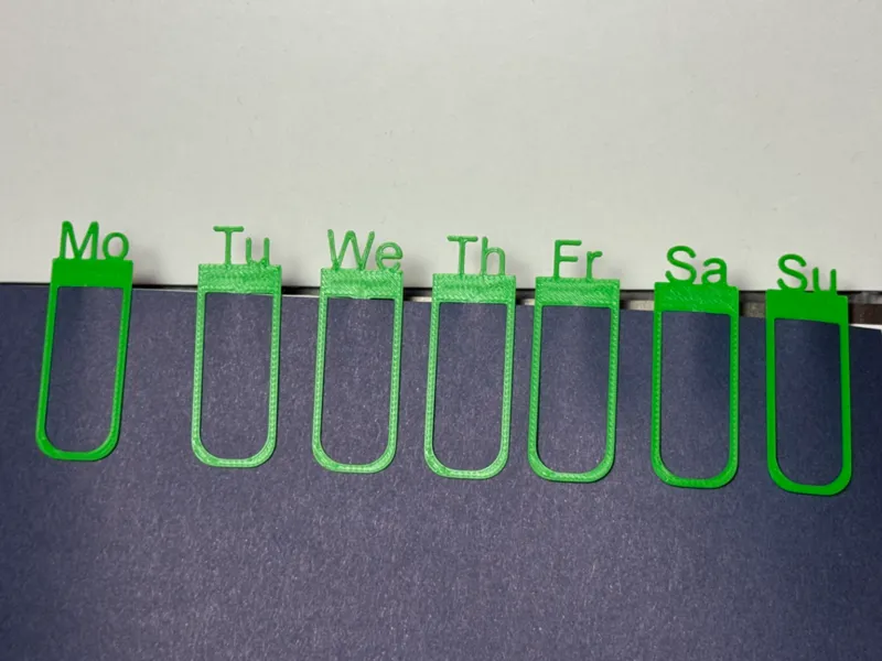 Weekday Cookbook Bookmark Set (Mon–Sun)