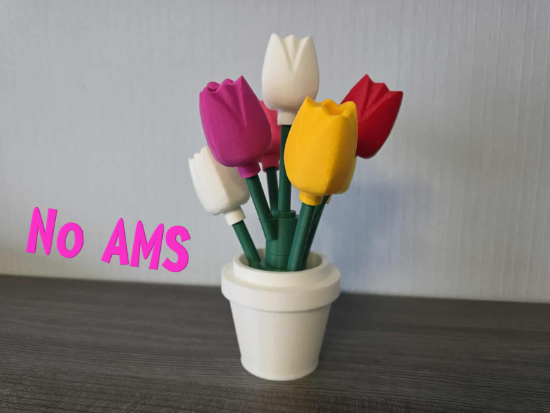 Brick Style - 7 Tulips with pot