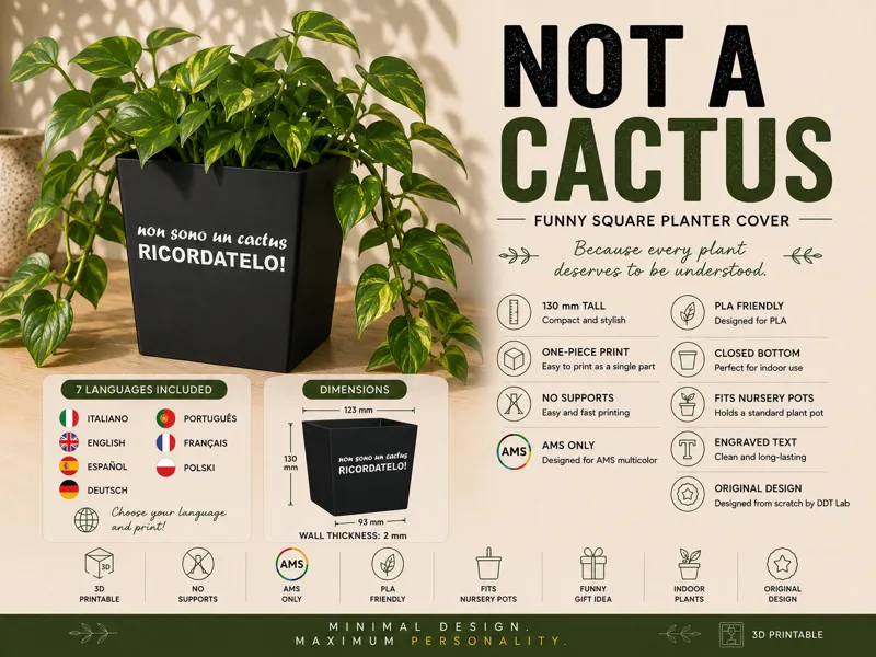 Not a Cactus - Funny Square Planter Cover