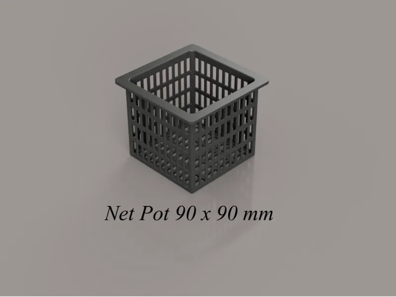 Eckiger Hydroponik Netztopf 90 mm – 3D Druck – DWC