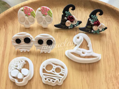 Cortador para modelado: Halloween skull hat polymer clay cutter — referencia de MakerWorld