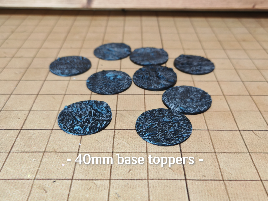 9 Rock Strewn Mud Base Toppers for 40mm Bases