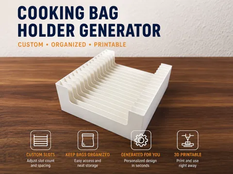 Soporte: Parametric Cooking Bag Holder — Gridfinity ready — referencia de MakerWorld
