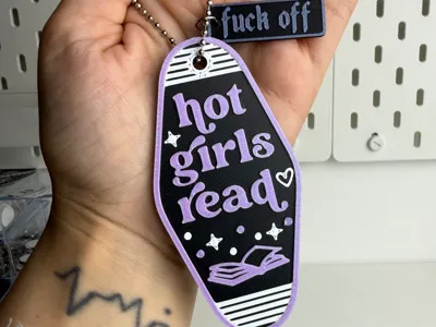 Hot Girls Read motel keychain