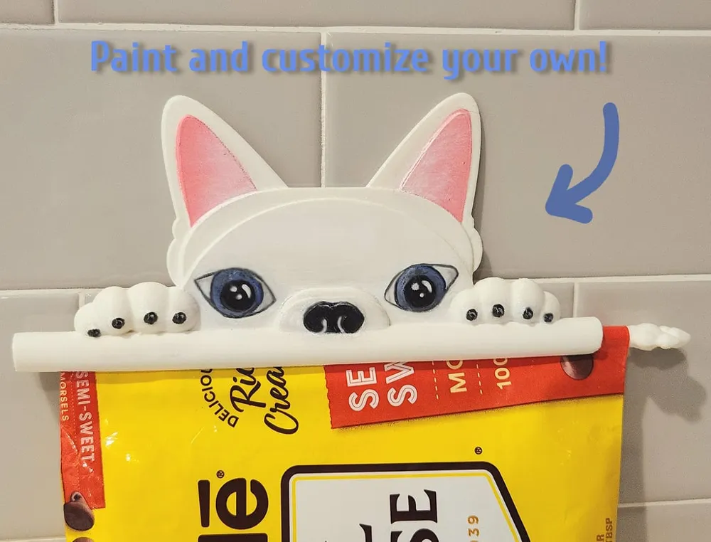 Peeking Puppy Chip Clips (profile for cat version) - Free 3D Print ...