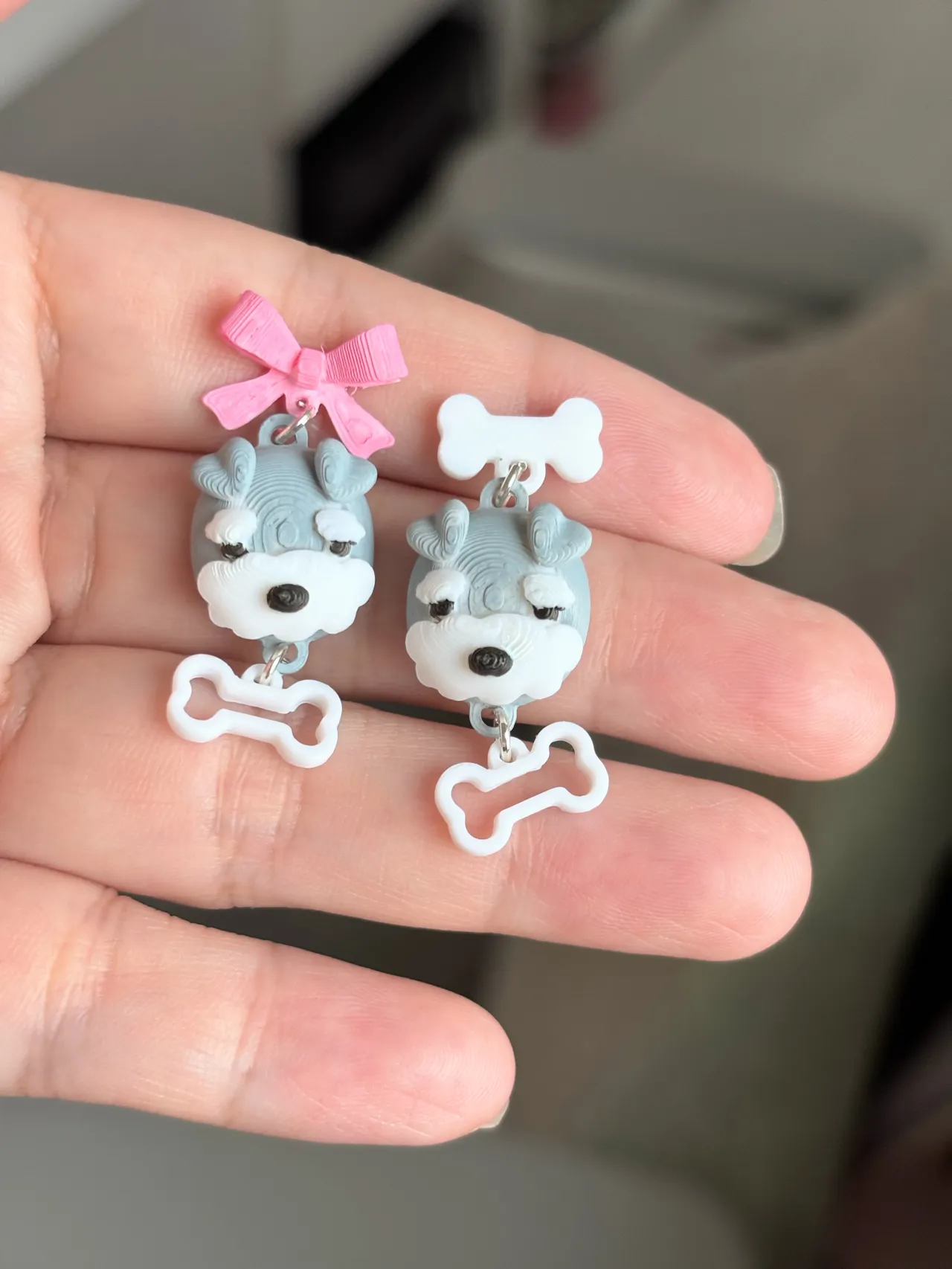 cute tiny dog earring view 3