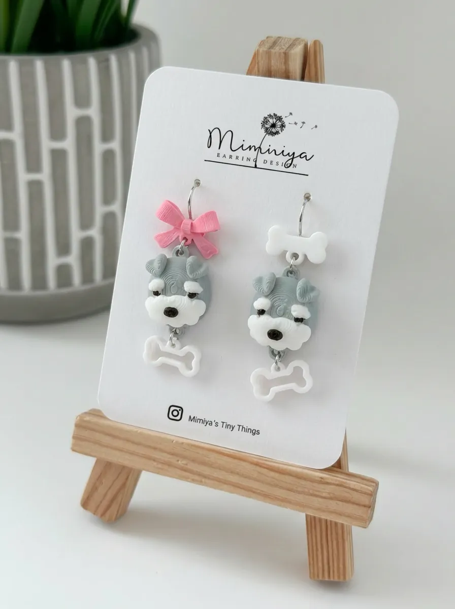cute tiny dog earring view 2