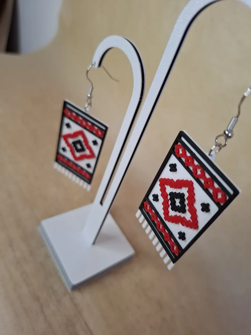 Ukrainian Towel Earrings / Pixel Rushnyk Design view 2