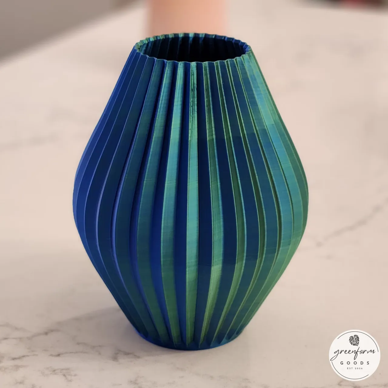 Ribbed Flower Vase Modern Geometric Tabletop Decor view 4