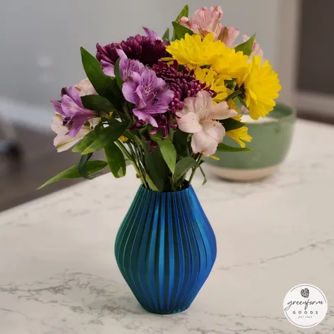 Ribbed Flower Vase Modern Geometric Tabletop Decor view 2