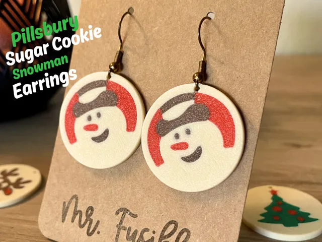 Pillsbury Sugar cookie earrings_Snowman