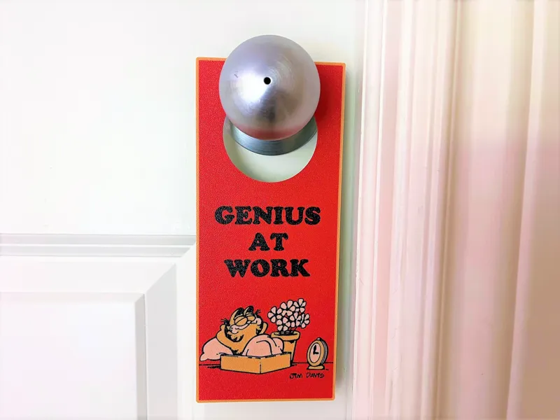 Garfield Door Knob Hanger Sign: Genius at Work