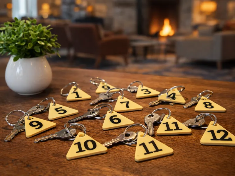 Numbered Keychains for apartments. Triangle shaped