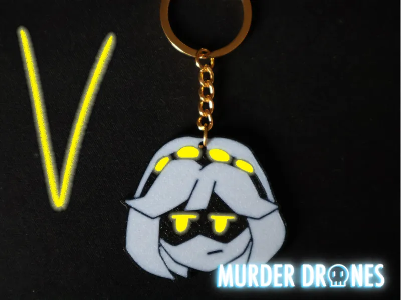 V Head Keychain Murder Drones Glitch pin