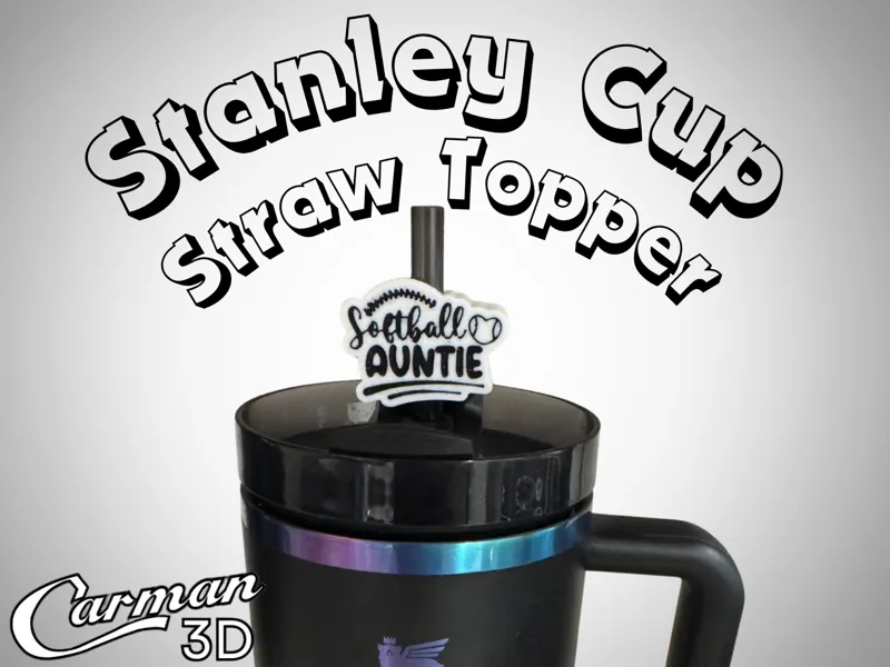 Softball Auntie Stanley Cup Straw Topper