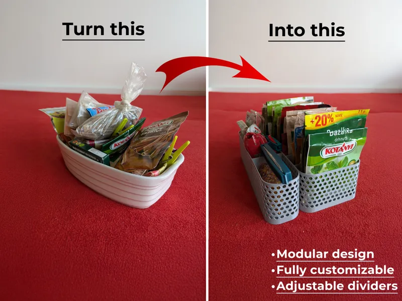 Modular Parametric Spice Rack (with dividers)