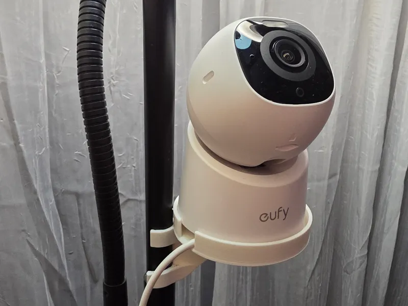 Floor lamp mounted camera stand