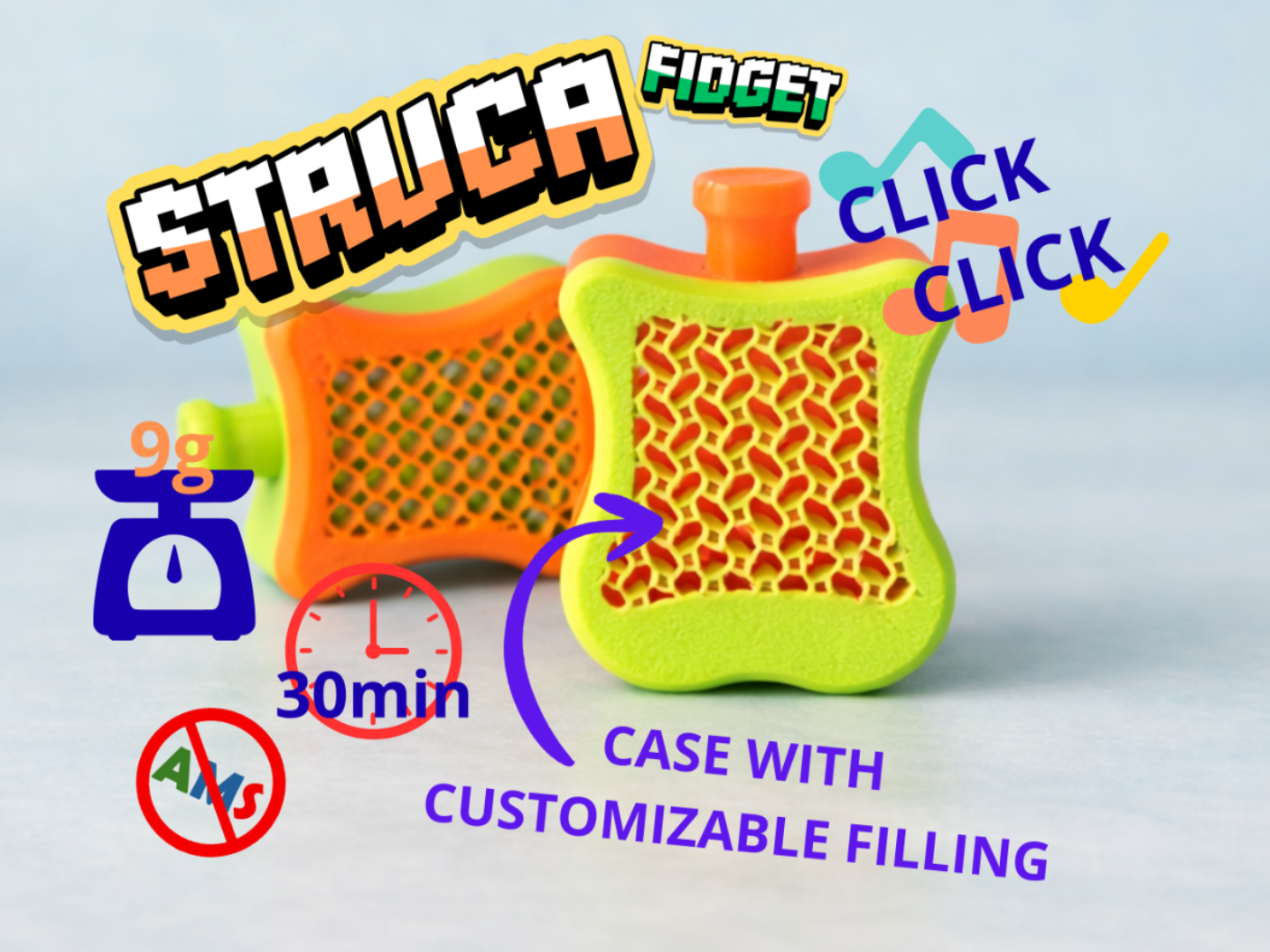 STRUCA FIDGET TOTALMENTE PERSONALIZZABILE