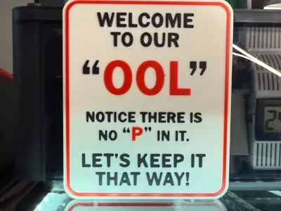WECOME TO OUR POOL, NOTICE THER IS NO "P" IN IT