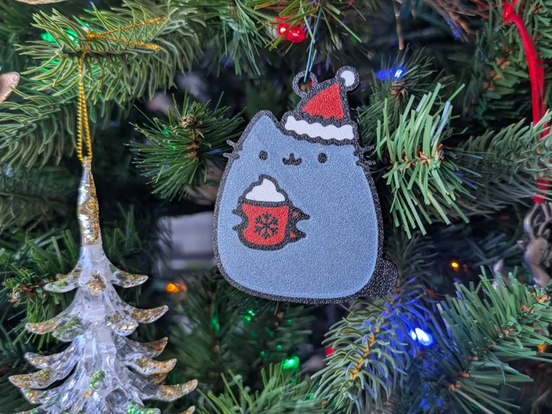 Christmas tree ornament pusheen hot chocolate