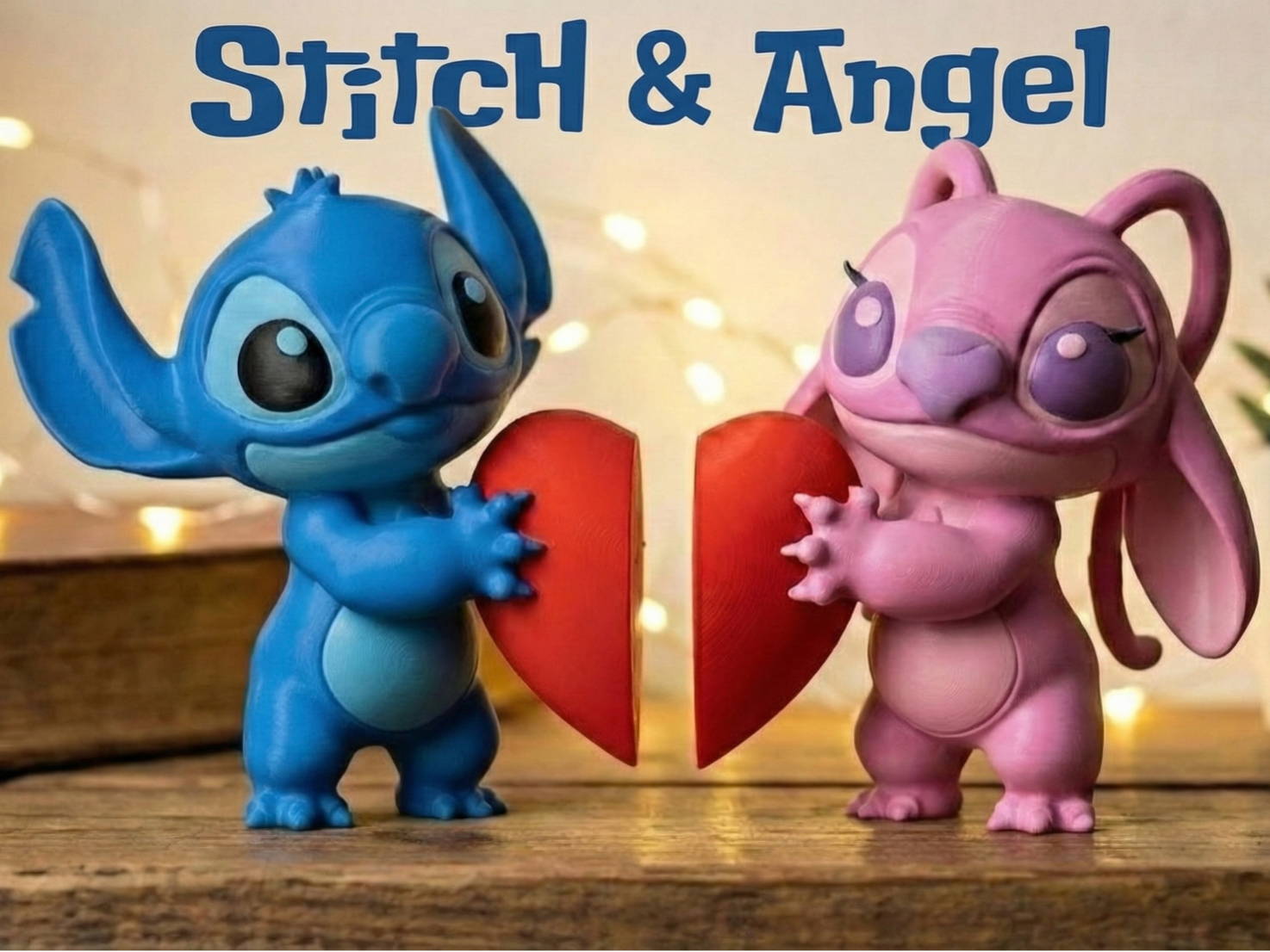 Stitch & Angel Couple – Split Heart Figurines