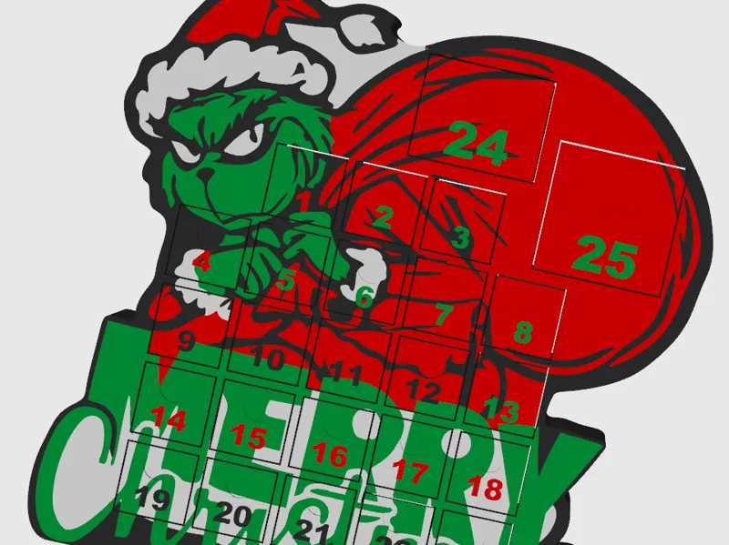 Grinch Calendar with Drawers to Pull Out
