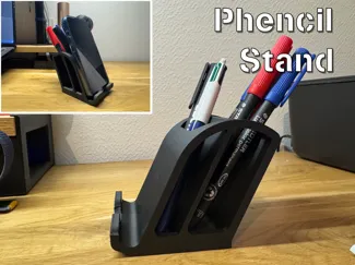 Desk phone stand with pencil holder