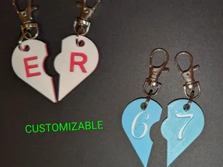 Personalized Split Heart Keychain