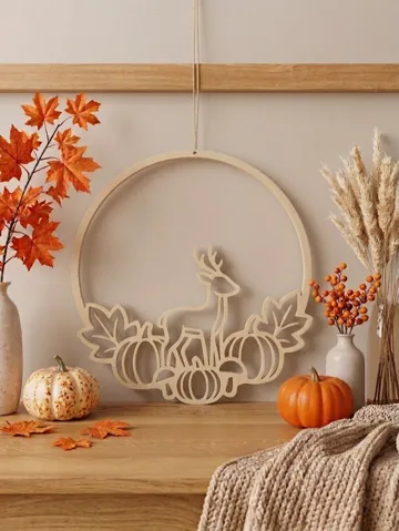 Letrero o emblema decorativo: Herbstkranz mit Hirsch & Kürbissen — vista de referencia 2