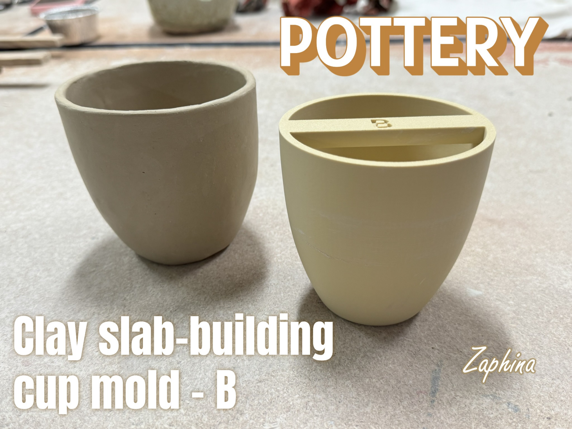Clay slab building cup mold - B