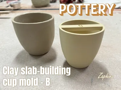 Clay slab building cup mold - B
