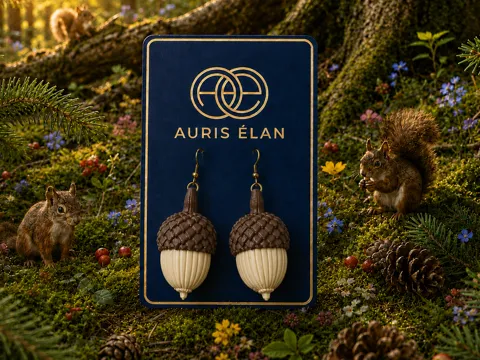 Pendientes: Donguri Forest Acorn Earrings — referencia de MakerWorld