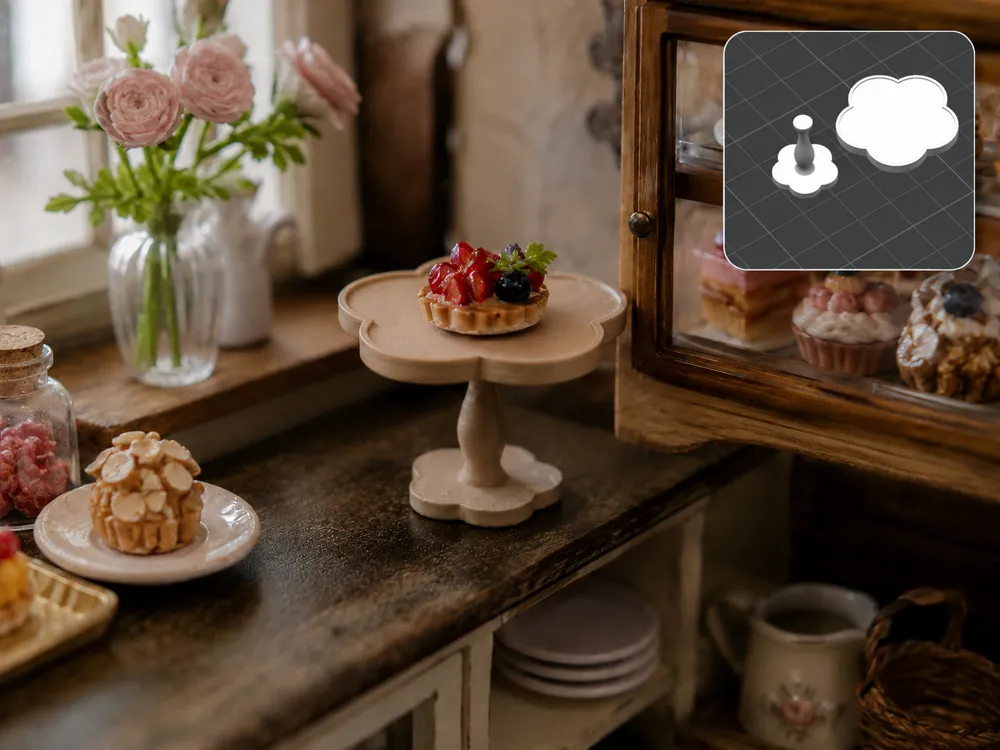 Figura decorativa: Dollhouse miniature model - Cake stand #28. Referencia del modelo original.