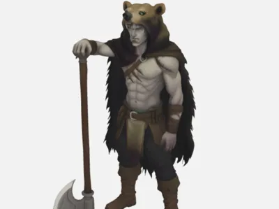 Barbarian D&D Miniature (Human Barbarian static pose)