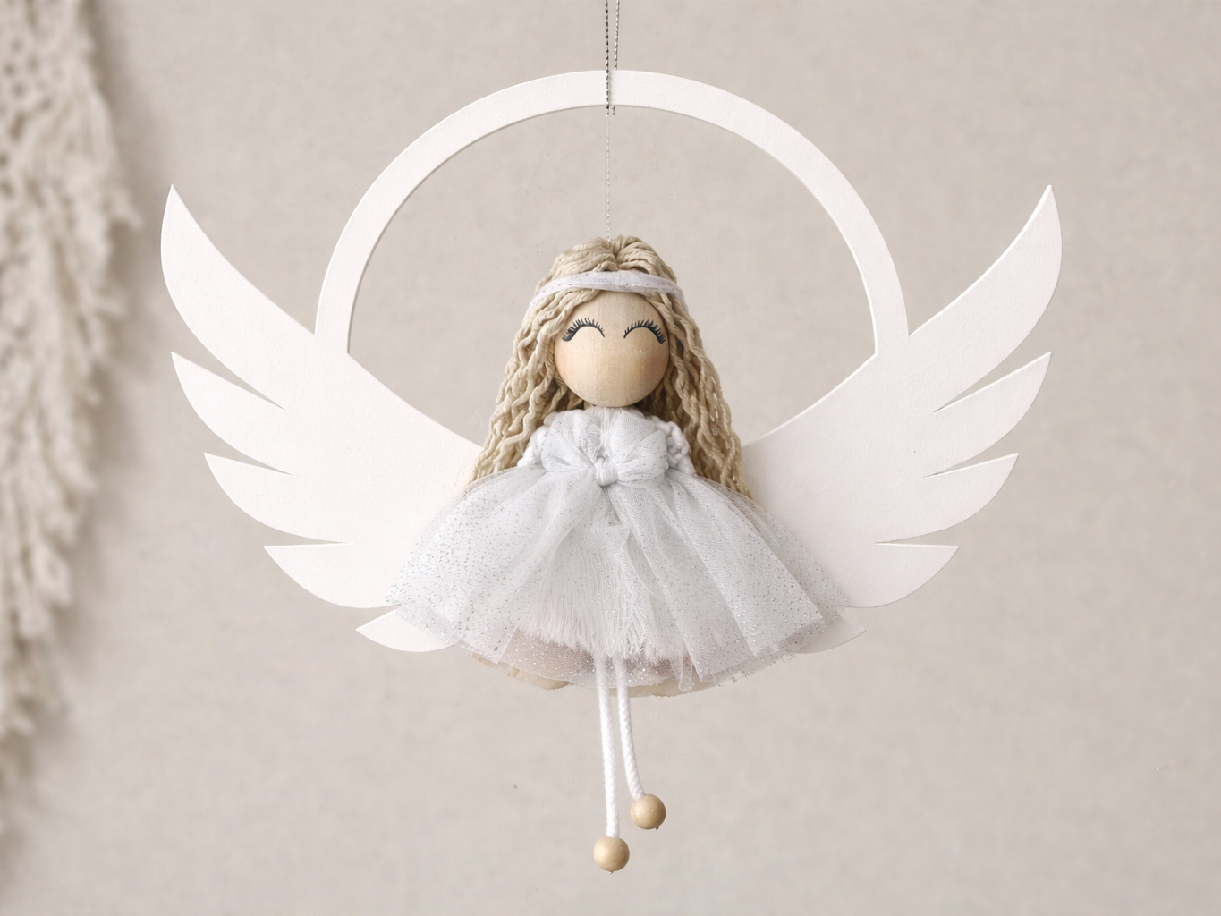 Macrame frame for Guardian Angel Ring with wings