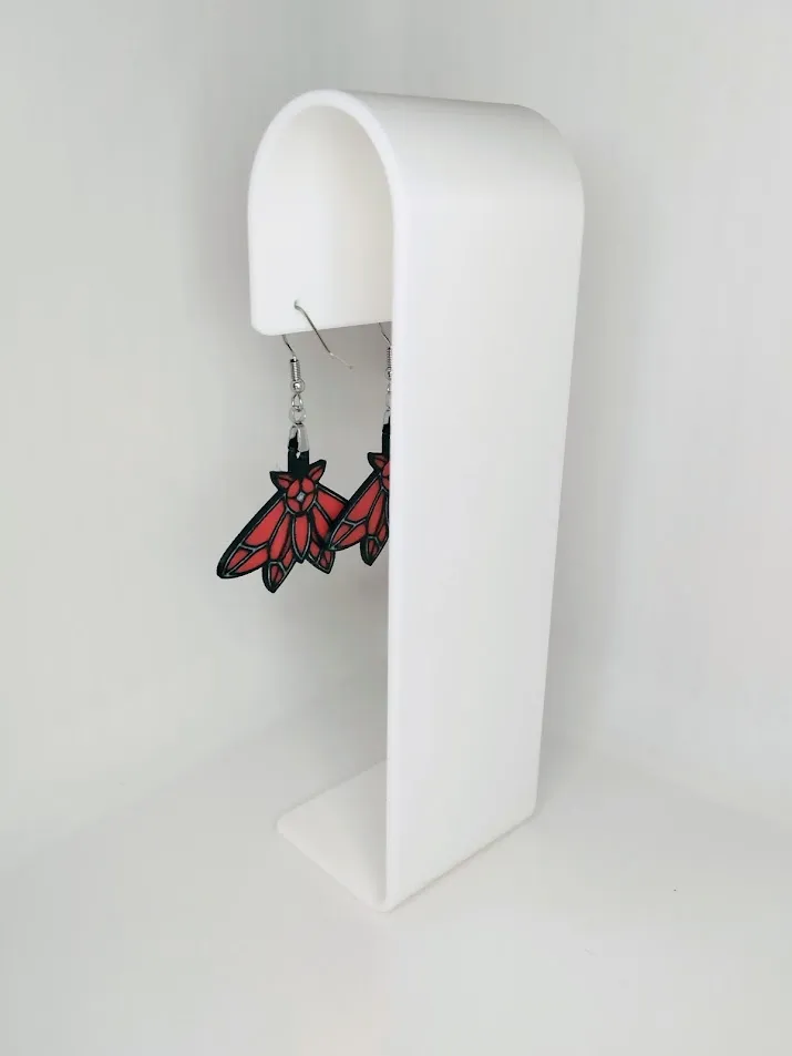 Red Moth Earrings – 3D Printed Jewelry view 3