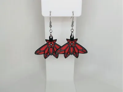 Red Moth Earrings – 3D Printed Jewelry
