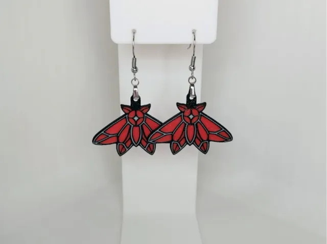 Red Moth Earrings – 3D Printed Jewelry