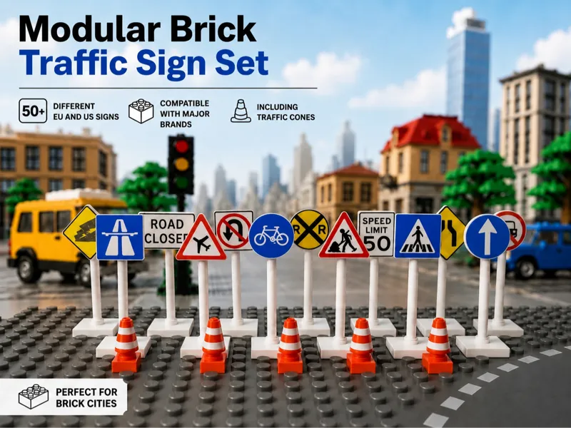 Modular Brick Traffic Sign Set - 50+ signs & more!