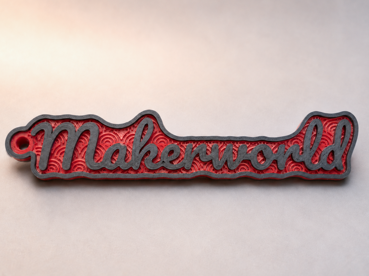 Parametric Custom Keychain with Wave Pattern