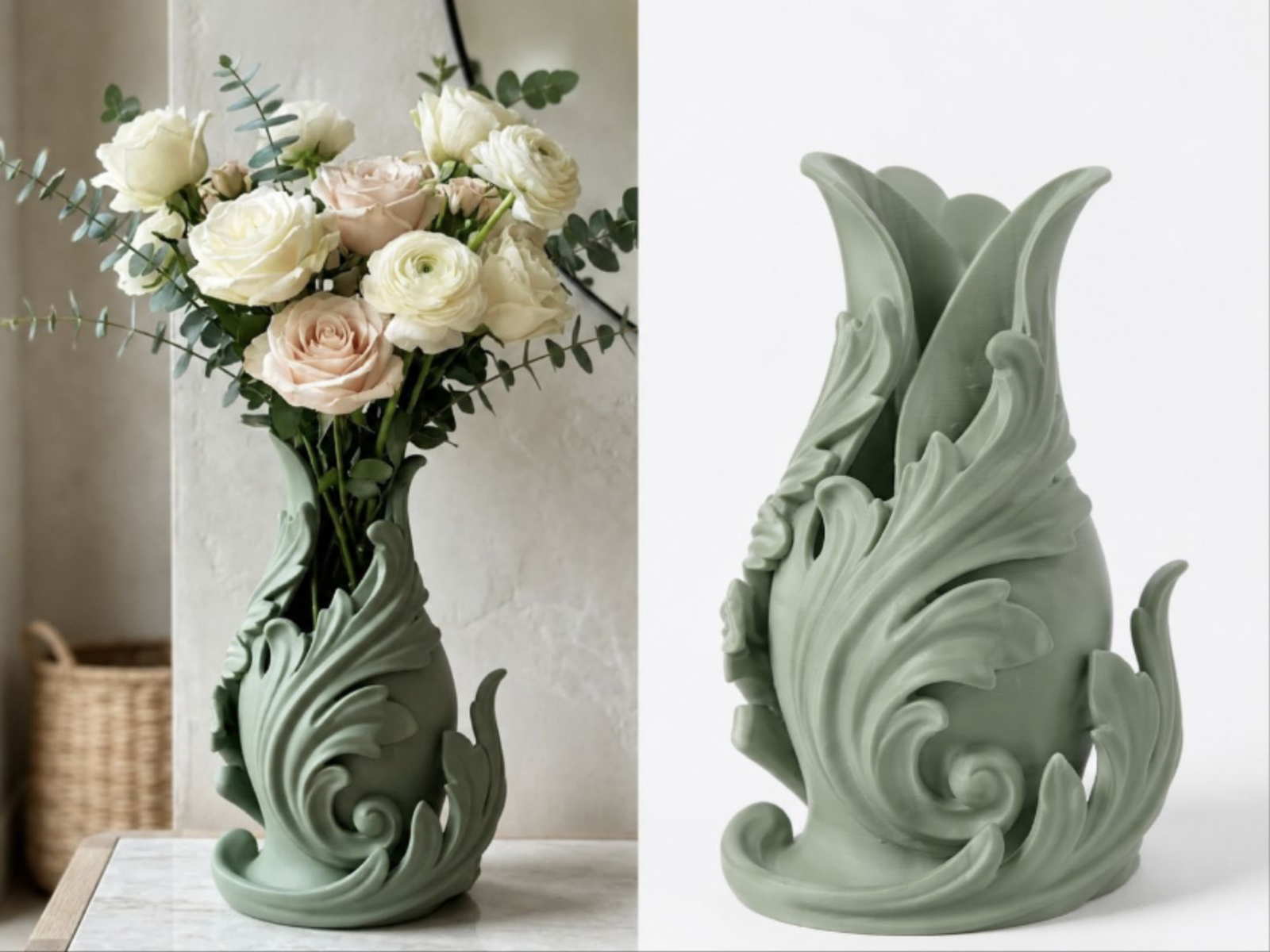 Sage Dragon Leaf Vase