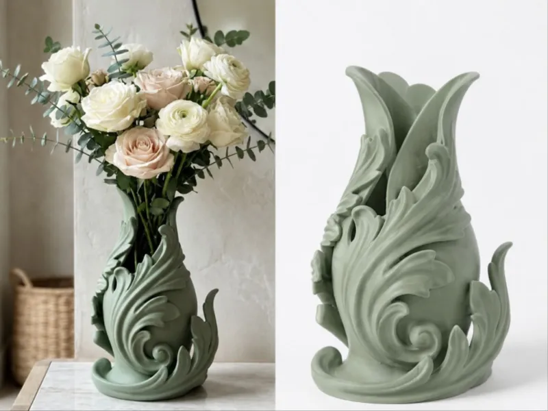 Sage Dragon Leaf Vase