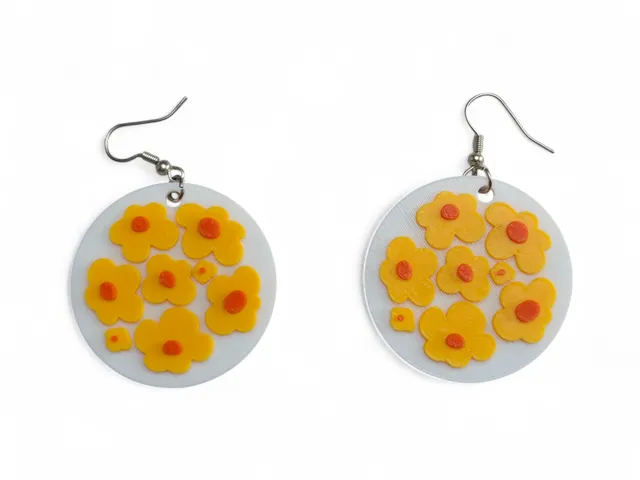 Flowers in circle earrings
