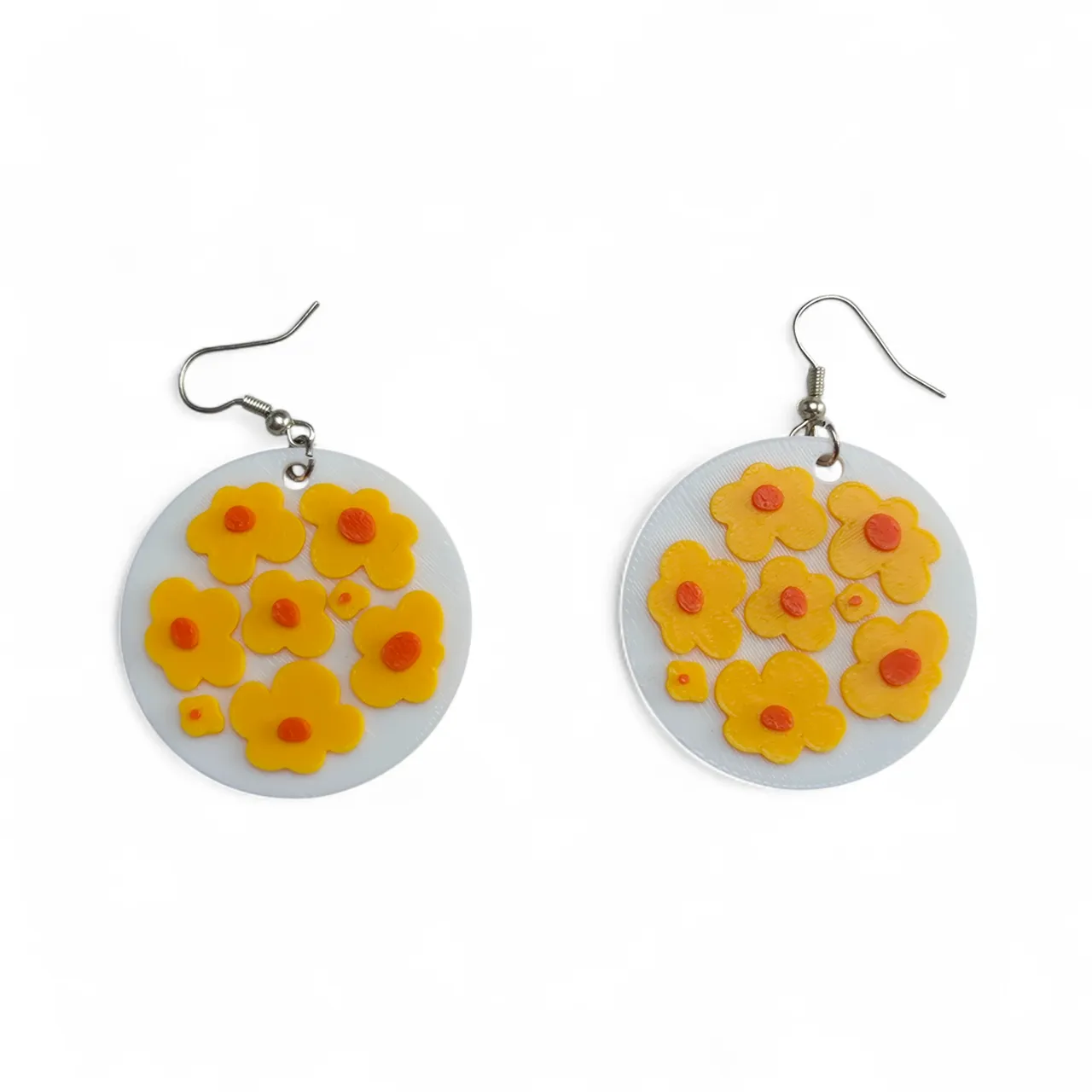 Flowers in circle earrings view 3