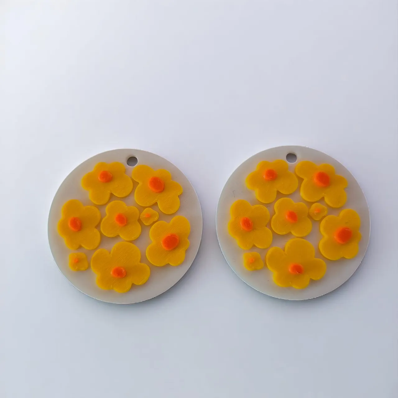 Flowers in circle earrings view 2