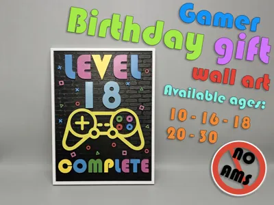 Gamer birthday gift wall art age 10-16-18-20-30