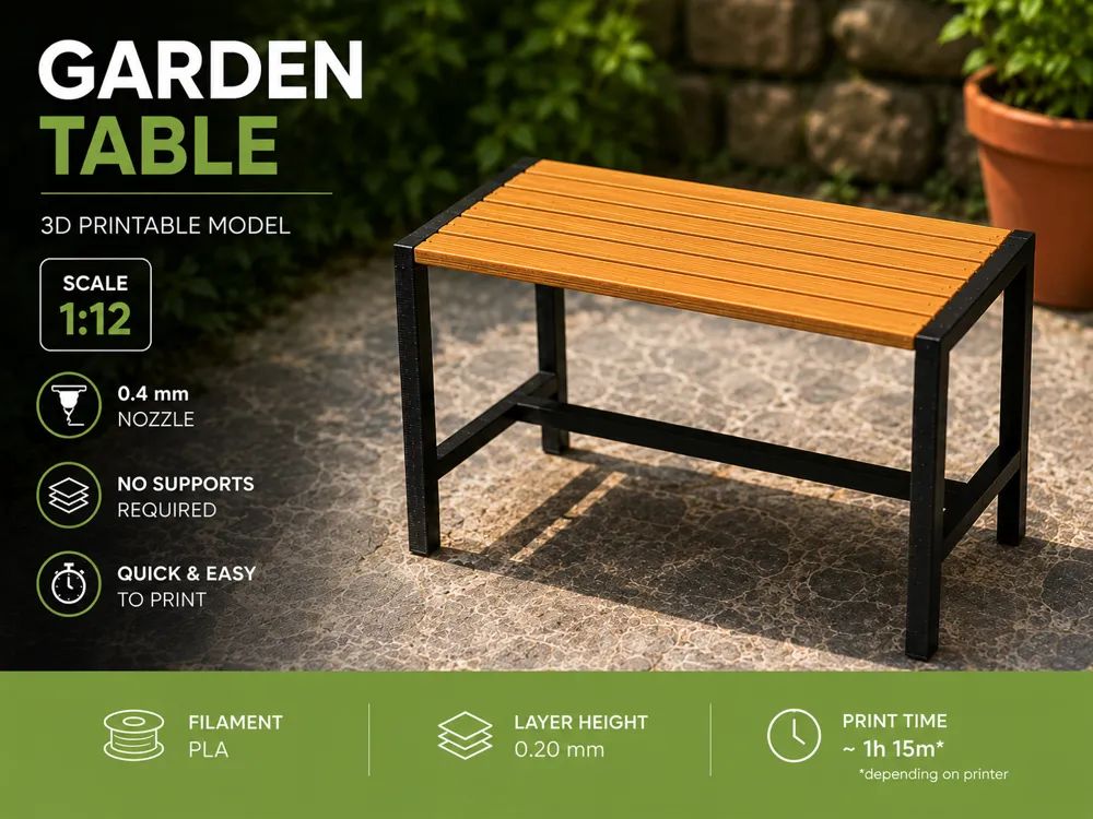 Accesorio para boquillas: 1:12 Garden table. Referencia del modelo original.