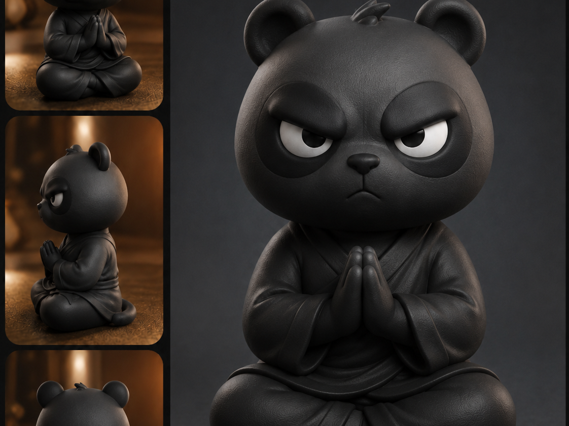 Grumpy Zen Panda Monk Figurine