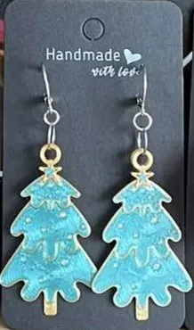 cute christmas tree earrings view 2